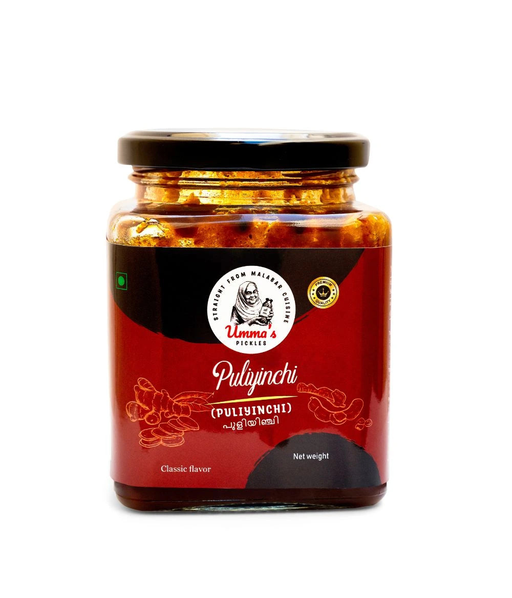 Jar of Umma's Pickles Puliyunchi on a white background
